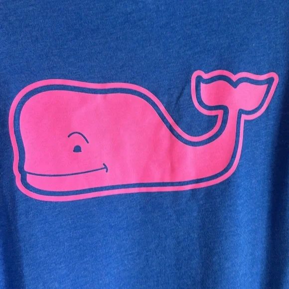 Vineyard Vines Whale TShirt - Blue with Neon Pink Whale - Picture 4 of 4